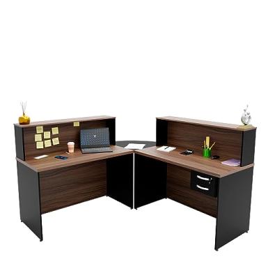 Imagem de Balcão Atendimento De Canto C/Gaveteiro Recepção 1200x600 NetMobil (Nogal)