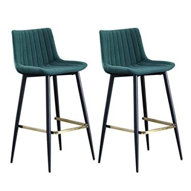 Imagem de Cadeiras de Jantar Cadeiras de Sala de Jantar Conjunto de 2 Cadeiras de Bar de Veludo para Café da Manhã com Encostos e Pernas de Metal Preto Fosco, Balcão de Cozinha Bancos de Bar Alto Capacidade de Carga 150kg Tudo está bem