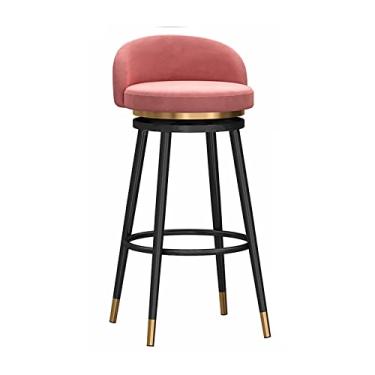 Imagem de Cadeiras de jantar cadeiras de sala de jantar banqueta de bar giratória de 360 graus, banqueta de altura de balcão cadeira de bar estofada sem braços de veludo para cozinha ilha sala de jantar pátio (altura do assento: 65 cm) Tudo está bem