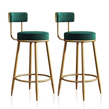 Imagem de Cadeiras de jantar cadeiras de sala de jantar bancos de bar conjunto de 2 cadeiras de bar acolchoadas de veludo com apoio para os pés Bancos altos de cozinha estilo minimalista moderno para balcão, cozinha e casa - verde tudo está bem