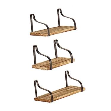 Imagem de RUNROTOO Prateleiras triangulares, 3 peças, moldura de ferro para pendurar na parede, conjunto de três peças, prateleiras montadas na parede, prateleira de entrada, prateleira de artigos diversos, rack de armazenamento flutuante triangular