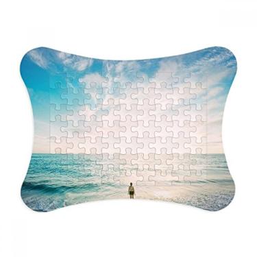 Imagem de Moldura de quebra-cabeça para decoração de imagem do mar e areia do oceano