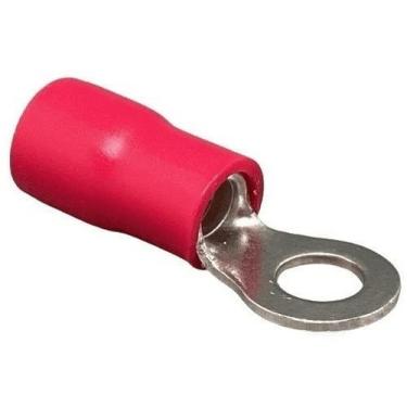 Imagem de Kit 50pçs Terminal Olhal Anel 10mm Vermelho M5 Pré Isolado