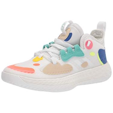 Imagem de adidas Tênis de basquete unissex infantil Harden Volume 5, Branco cristal/branco/azul royal, 17