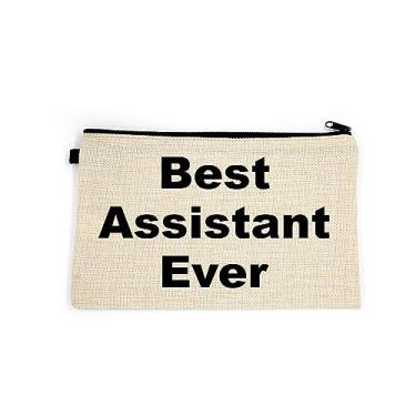 Imagem de Bolsa de maquiagem assistente, presente para assistente, bolsa de cosméticos assistente, melhor assistente de todos os tempos, bolsa de higiene pessoal, para ela, bolsa de maquiagem para mulheres, bolsa de , Branco