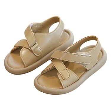 Imagem de Chinelos de Natal para meninas sapatos de praia casuais moda infantil bico aberto meias de Natal para meninas, Cáqui, 9 Toddler