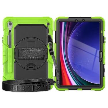 Imagem de Capa para tablet Compatible with Samsung Galaxy Tab S9 11 inch 2023 X710/X716B/X718U Heavy Duty Shockproof TPU Case,Protective Cover W Screen Protector 380 Swivel Kickstand+Hand Strap+Shoulder Strap (