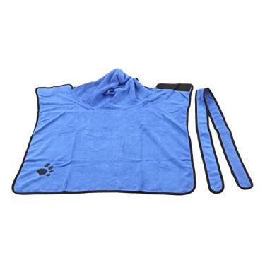 Imagem de Casaco de Secagem para Cães, Roupão de Banho Bordado para Cães e Gatos, Azul, Secagem Rápida Com Cinto Ajustável para Banho (M)