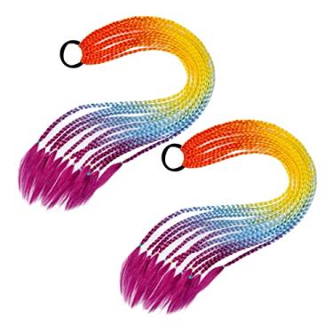 Imagem de SOESFOUFU 1 fitas de cabelo peruca laços de cabelo elásticos corda de cabelo trançado elasticidade Arco de cabelo M rabo de cavalo garota