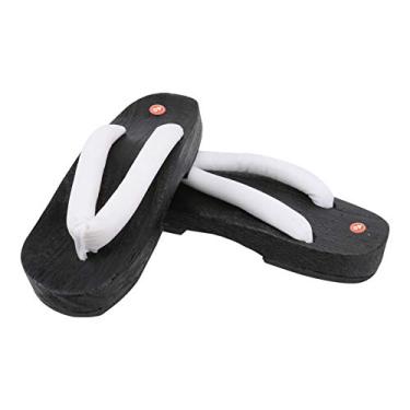 Imagem de 1 Par Tamancos Chinelos Tamancos De Madeira Sandálias Geta Sandálias De Tamanco Para Mulheres Quimono Japonês Tradicional Sapatos De Casco Fundo Grosso Pano Masculino Branco Japão