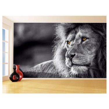 Imagem de Papel De Parede 3D Animais Leão Rosto Rei Olhar 3,5M Anm443