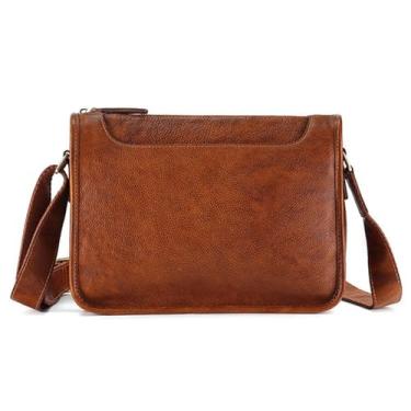 Imagem de Bolsa de Ombro Masculina em Couro Legítimo Bolsa Transversal e Bolsa de Mão com Alça de Ombro Ajustável (B)