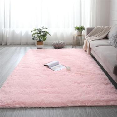 Imagem de Tapetes grandes peludos para sala de estar, branco, rosa, decoração de casa, corredor, mesa de centro, quarto, cabeceira, tapetes antiderrapantes fofos, rosa, 160 x 230 cm, 63 x 90 polegadas