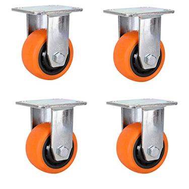 Imagem de Rodas giratórias de borracha rodízios de freio rodízios fixos, borracha de poliuretano durável antiderrapante 10.2 cm 12.7 cm 15.2 cm 20.3 cm para carrinhos, máquinas e equipamentos (Cor: A, tamanho: