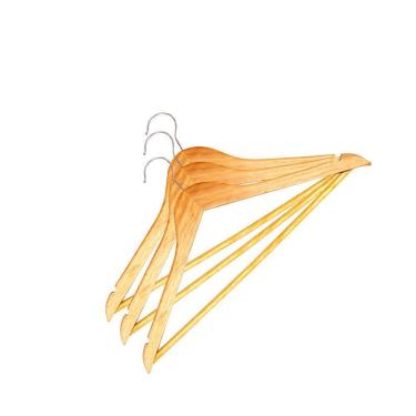 Imagem de Kit Cabide De Madeira Vizapi Adulto Wood com 3 44x22 cm Com Barra Para Calca Natural