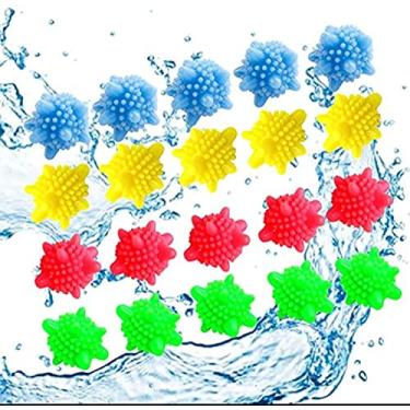 Imagem de Bolas de lavanderia sólidas coloridas esferas de secadora reutilizáveis sem emaranhado, coletor de fiapos para máquina de lavar (15 peças)