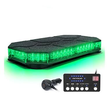 Imagem de LUMENIX Luzes de LED estroboscópicas de telhado, montagem magnética de emergência de segurança no trânsito, aviso de segurança de tráfego piscando, barra de luz de arado intermitente, para veículos de aplicação da lei POV, caminhões de reboque, limpa-neve carros postais - verde