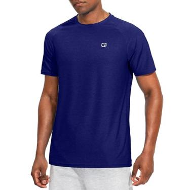 Imagem de Camiseta masculina de manga curta com gola redonda leve para treino, atlética, casual, 1 pacote: Azul-marinho mesclado, GG