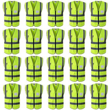 Imagem de Colete Faixa Sinalizador Refletivo Kit 20 Uni EPI Obra Transito Sinalizaçao Estrada Segurança do Trabalho Blusao Fluorescente