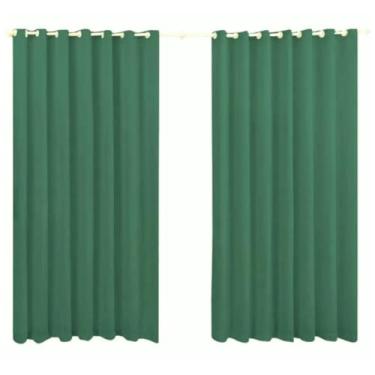 Imagem de 1.Cortina Roma Para Varão 2,30m x 1,65m Tecido 100% Poliéster Sala e Quarto (Verde Musgo)