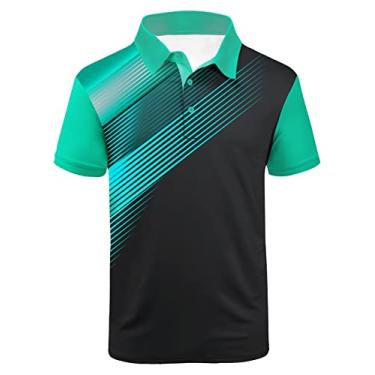Imagem de SCODI Camisa polo de golfe masculina casual manga curta atlética gola redonda camiseta tênis, 045-preto verde, M