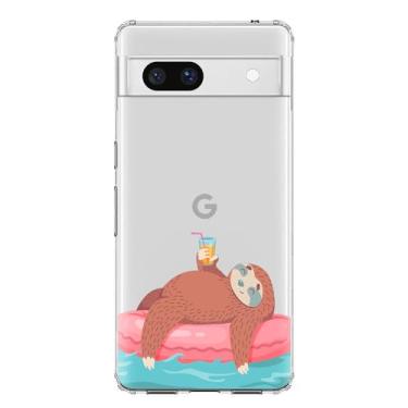 Imagem de Blingy's Capa para Google Pixel 8a, estilo preguiça divertida, desenho animado, animal, transparente, macia, capa protetora transparente de TPU compatível com Google Pixel 8a (6,1 polegadas) (preguiça