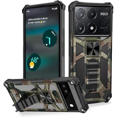Imagem de YSNZAQ Capa camuflada para Xiaomi Poco X6 Pro, capa protetora à prova de choque de grau militar com suporte para Xiaomi Poco X6 Pro MC verde exército