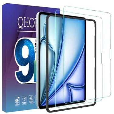 Imagem de QHOHQ Protetor de tela para iPad Air 11 polegadas M2 2024 6ª geração, vidro temperado de cobertura total, [compatível com ID facial e Apple Pencil], com moldura de fácil instalação, transparente HD,