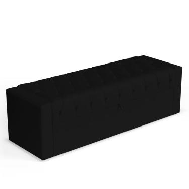 Imagem de Calçadeira Báu King Size Atena 195cm Capitonê Suede Preto - Desk Design