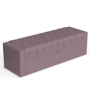 Imagem de Calçadeira Báu Casal Padrão Atena 140cm Capitonê Veludo Rosê - Desk Design