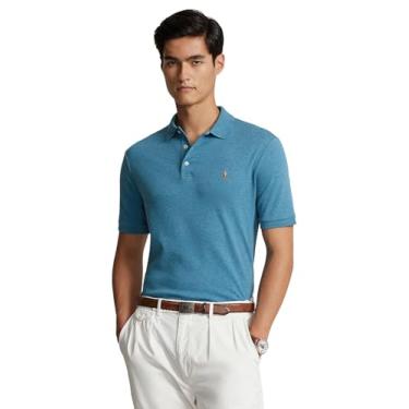 Imagem de Polo Ralph Lauren Camisa polo masculina de malha de manga curta, Azul-marinho mesclado, XXG