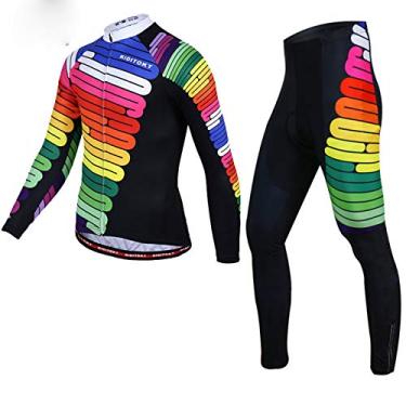 Imagem de Roupas de ciclismo masculinas - camisa de ciclismo de manga comprida, alta elasticidade, absorção de suor, secagem rápida, respirável, almofada 3D, multicolorido-2, G