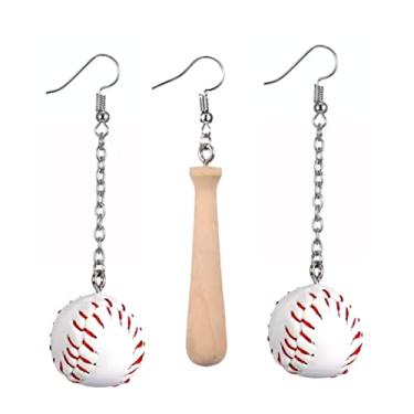 Imagem de Brincos de beisebol femininos - Joias de beisebol para mães - Acessórios de bola de base - Material esportivo, Couro Madeira, Sem pedra preciosa