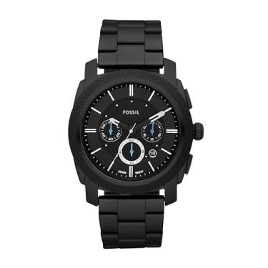 Imagem de Fossil Relógio masculino de quartzo com cronógrafo de aço inoxidável, Preto, One Size