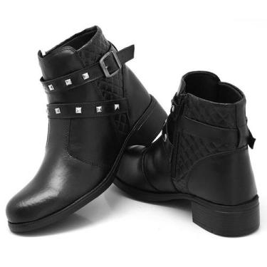 Imagem de Bota Coturno Preto Feminino Cano Curto Estiloso Para Inverno - Nshoes