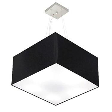 Imagem de Lustre Pendente Quadrado Cúpula Tecido 30/50x50 cm, Vivare Iluminação, Pendente4075 PR, Preto, Médio