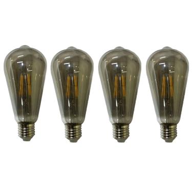 Imagem de Lampada Led 30W Multi Filamento Fume Kit 4 Uni Vintage Bivolt Quarto Sala Casa Varanda Luz Iluminaçao Branco Quente Retro