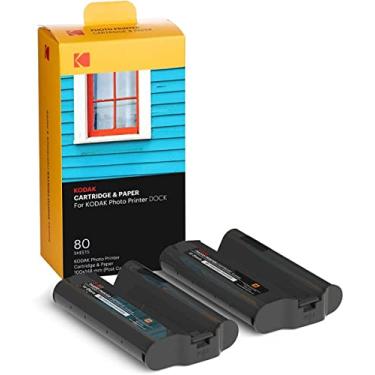 Imagem de KODAK Cartucho de impressora de foto Dock Plus & Dock PHC-80 – Refil de cartucho e papel fotográfico – Pacote com 80