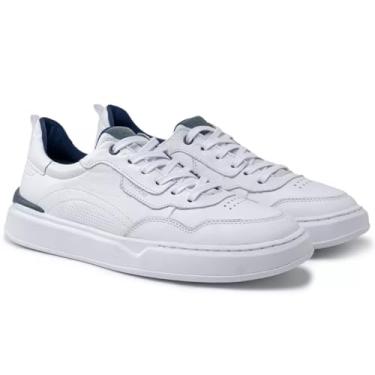 Imagem de Tenis Casual Sapatenis Dia a Dia Masculino Modelo DUBLIN em Couro Legítimo - Branco - L...
