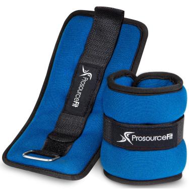 Imagem de ProsourceFit Conjunto de 2 pesos de pulso no tornozelo, ajuste confortável ajustável, 1,3 kg para mulheres e homens, azul