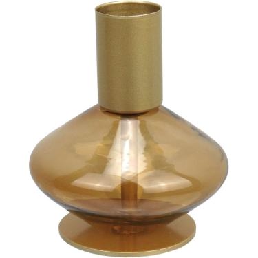 Imagem de CASTIÇAL PORTA VELA DECORATIVO HOME&CO VIDRO 8x7x7cm ÂMBAR