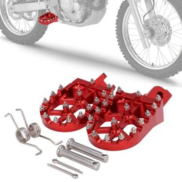 Imagem de IUVWISN Pegs de pé de bicicleta da sujeira, pedais de motocicleta mais largos, pedal de descanso CNC para CRF 110 CRF110F 2013-2023 CRF125F 2014-2023 vermelho