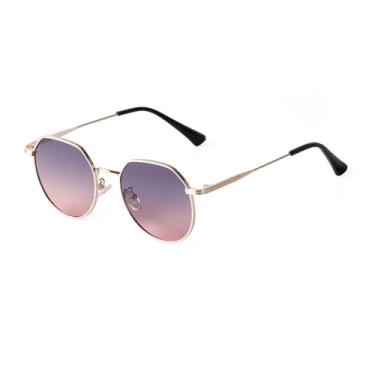 Imagem de VFDHN Metal marrom quadrado óculos de sol masculino feminino vintage gradiente lente redonda óculos de sol masculino feminino tons, c4, um tamanho