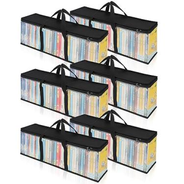 Imagem de CCidea Bolsas de armazenamento de DVD (conjunto de 6) estojo de suporte de mídia de PVC transparente com alças para DVDs/CDs/VHS Box/Blu-Ray Disc/Capas de filme/discos de videogame – Cada bolsa
