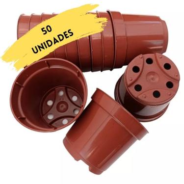 Imagem de 50X Vasos Plantio P11 (450ml) Cor Telha INJEPLASTEC