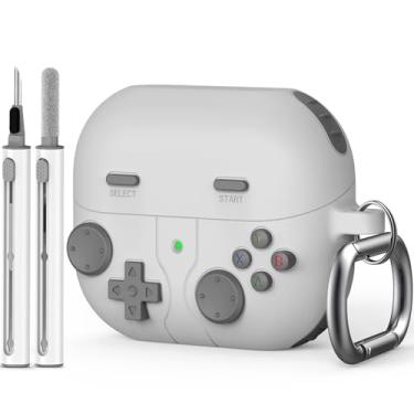 Imagem de Capa para Samsung Galaxy Buds 3 com kit de limpeza, capa protetora de silicone macio para Galaxy Buds 3 Pro, acessórios com chaveiro, cinza