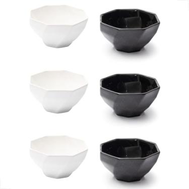 Imagem de Conjunto Bowl de Cerâmica 350ml 6 peças Design Sofisticado e Moderno Alta Durabilidade Ideal para Sopas, Cereais, Saladas, Sobremesas (Preto/Branco)