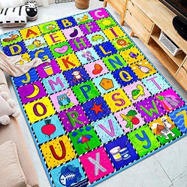 Imagem de teytoy Tapete de algodão para bebês, tapete de engatinhar, supermacio, superfície de pelúcia, design antiderrapante, tapete de brinquedo para crianças, aprendizado do alfabeto, ótimo presente para