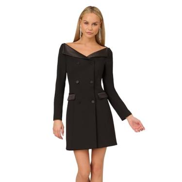 Imagem de Adrianna Papell Vestido blazer feminino de malha crepe, Preto, 42