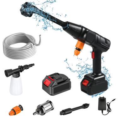 Imagem de Chusui Motor sem escova de cobre sem fio 5 em 1 lavadora de pressão sem fio de alta pressão pistola de água para carro gerador de espuma de água limpador de spray com bateria e carregador 24V 30000mAh
